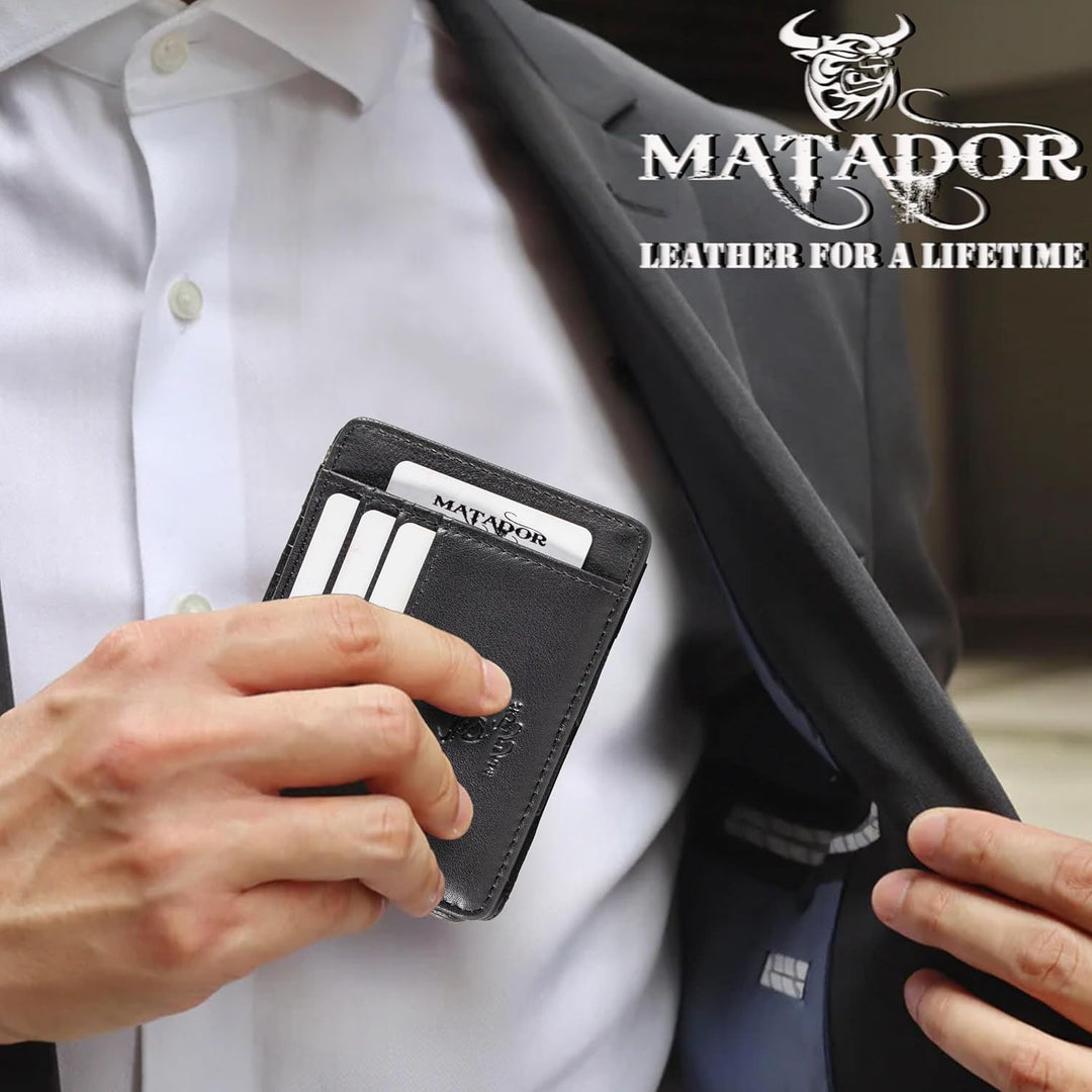 MATADOR Magic Slim Wallet Herren Leder Kreditkartenetui mit Münzfach | Karten Geldbeutel Geldtasche