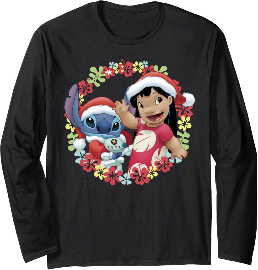 Disney Lilo & Stitch Weihnachten Hawaiian Flower Wreath Langarmshirt