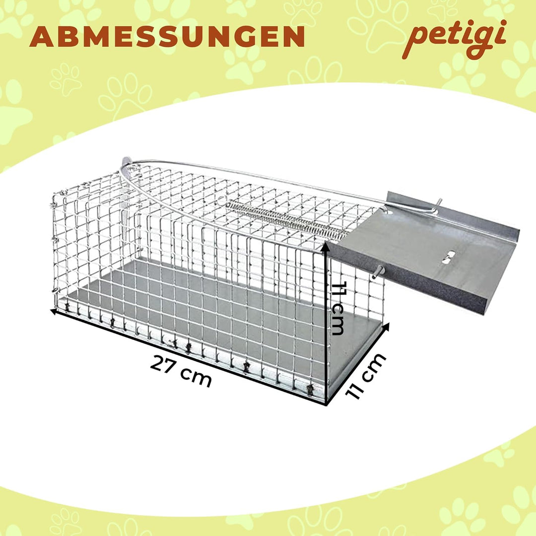 Petigi Tierfalle Lebendfalle für kleine bis mittelgrosse Tiere wie Maus, Katze, Marder, Fuchs, Otter