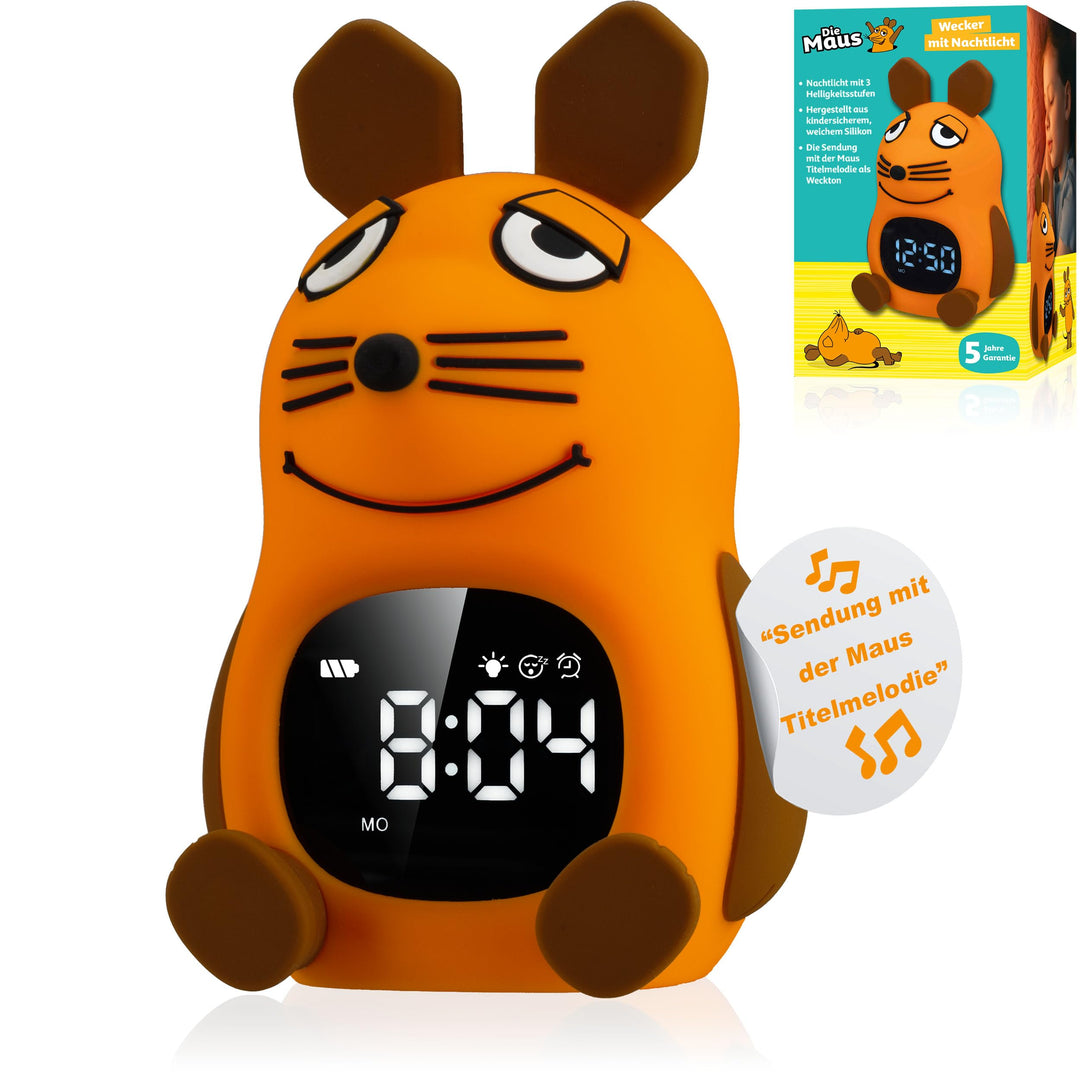 Bresser DieMaus Kinderwecker mit Nachtlicht, sanftes Aufwachen, 3-stufiges Licht, Touch-Steuerung, U
