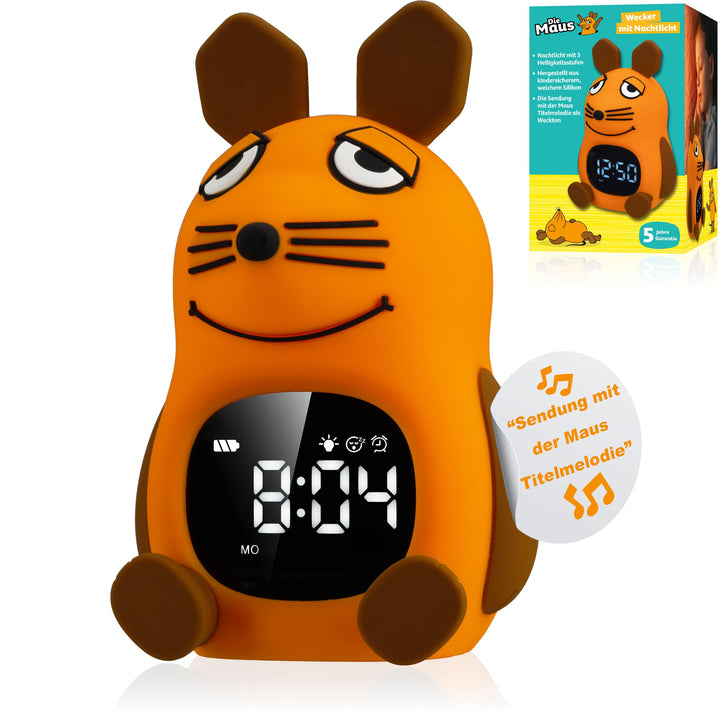 Bresser DieMaus Kinderwecker mit Nachtlicht, sanftes Aufwachen, 3-stufiges Licht, Touch-Steuerung, U