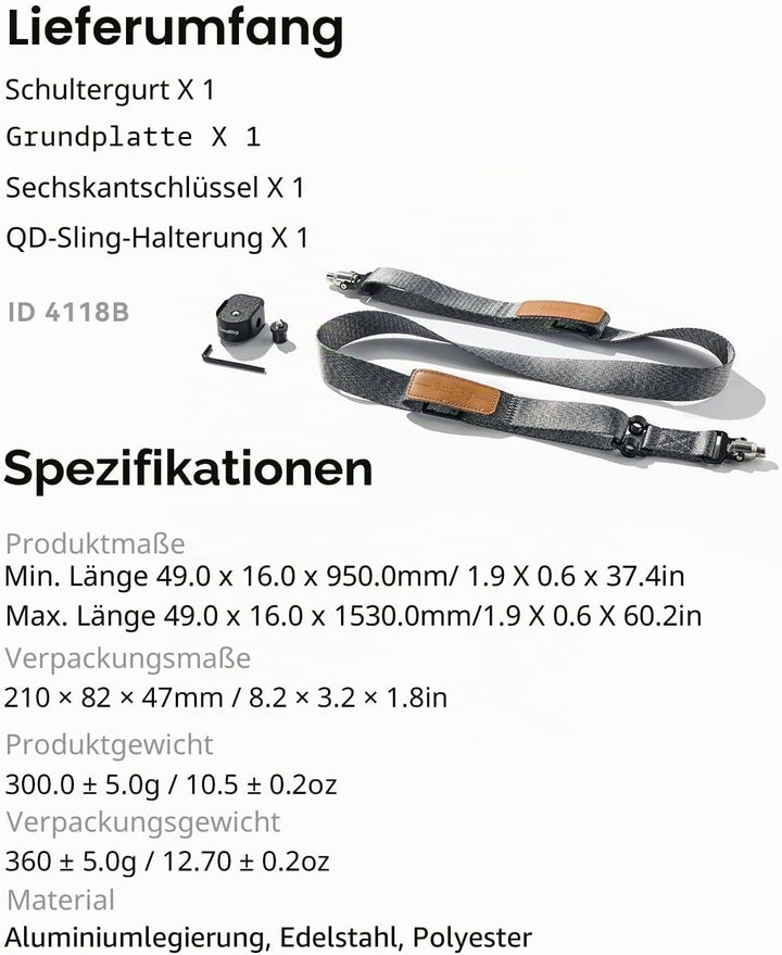 SMALLRIG RS3 RS2 Gewichtsreduzierender Schultergurt Shoulder Strap kompatibel mit Sling-Griff für DJ