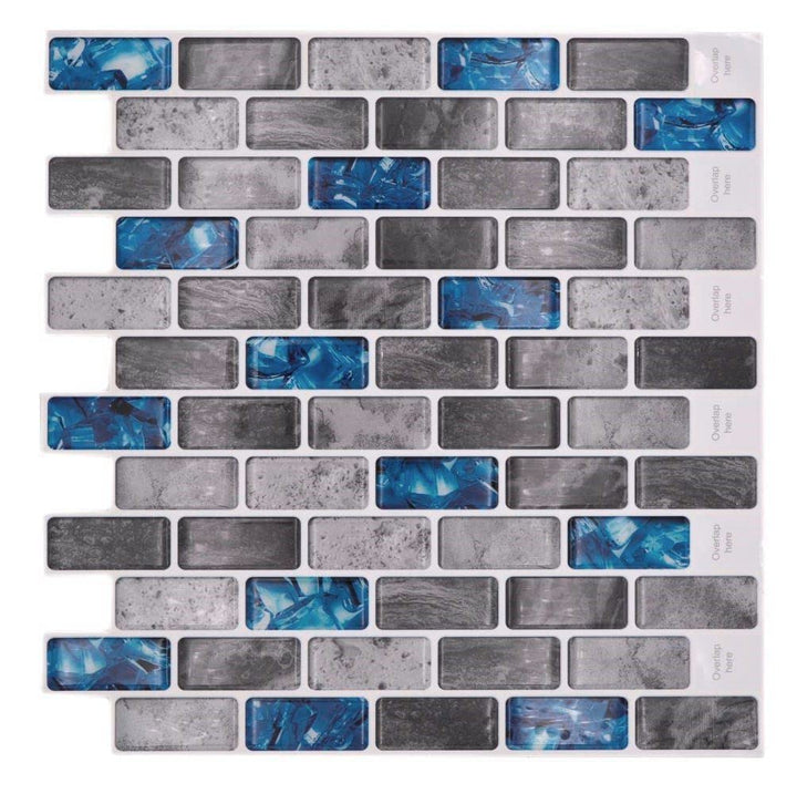 Selbstklebende Mosaik Folie Vinyl Rechteck Verbund grau blau changierend Küchenrückwand | 10 Mosaikm