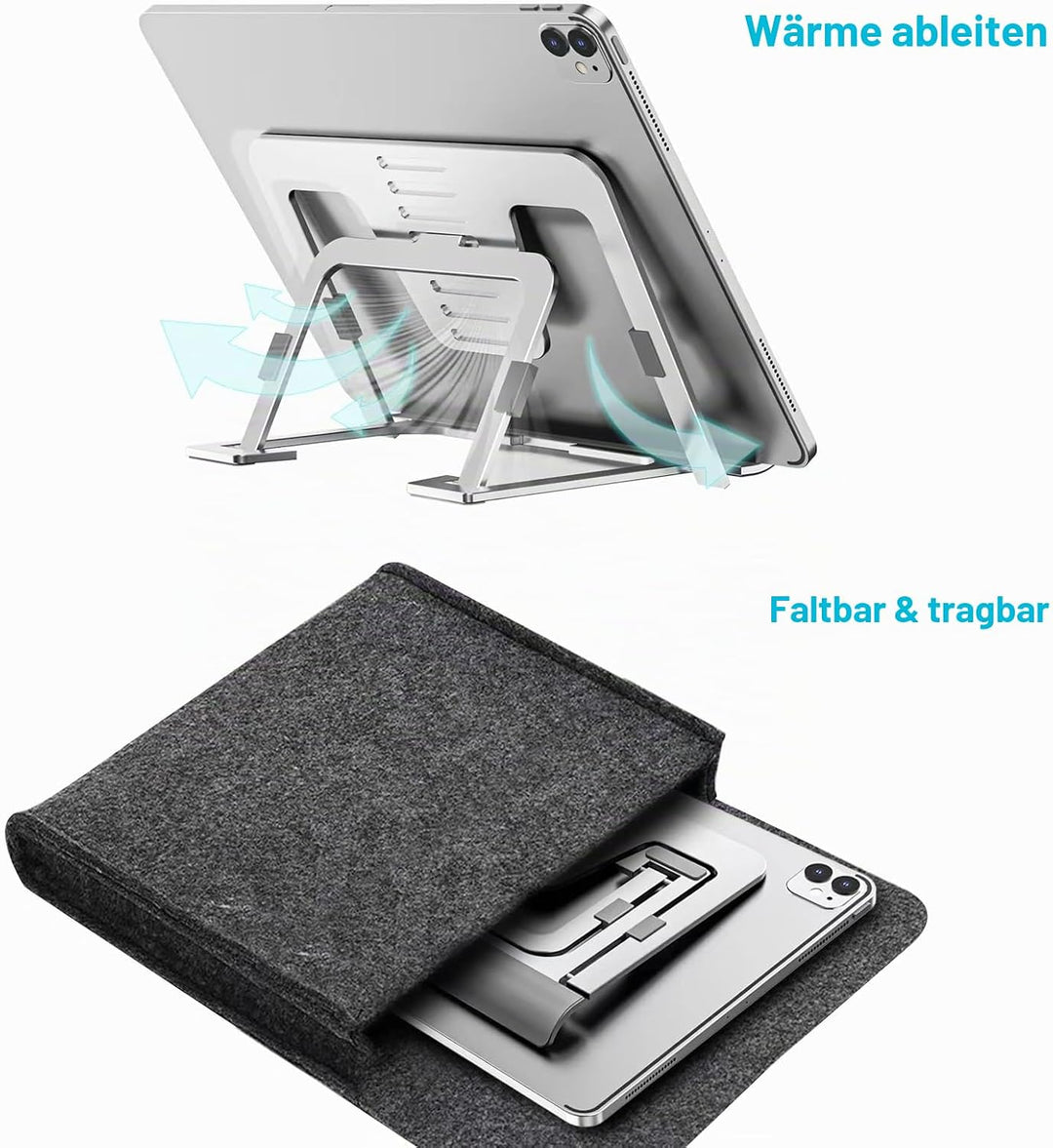 SHUOSUO Tablet Ständer Verstellbar &amp; Faltbar, Schlank Tragbarer Aluminium Tablet Halterung Halter Ti