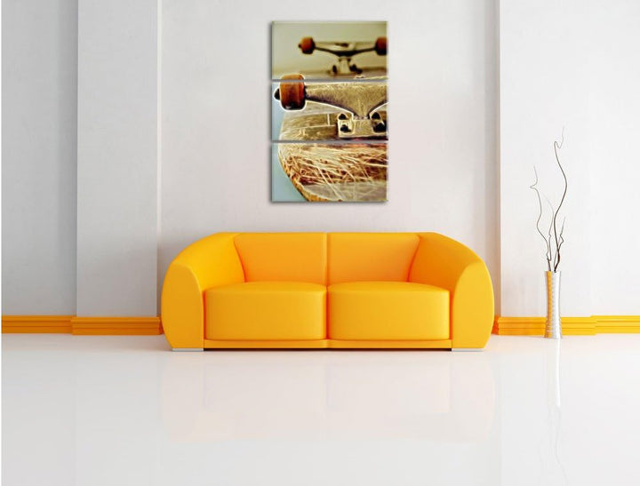 Pixxprint Skateboard als Leinwandbild | Grösse: 3 Teilig (120x80) | Wandbild| Kunstdruck | fertig be