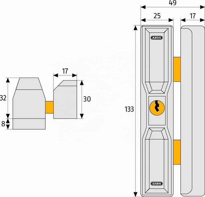 ABUS Dachfenster-Zusatzsicherung DF88 AL0125 - Dachfenstersicherung speziell für Dachenflächenfenste