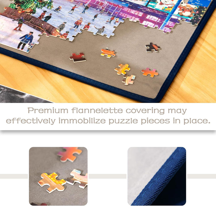 Tektalk faltbares Puzzle Board mit 6 Sortierschalen, tragbare Puzzlematte mit transparenter wasserdi