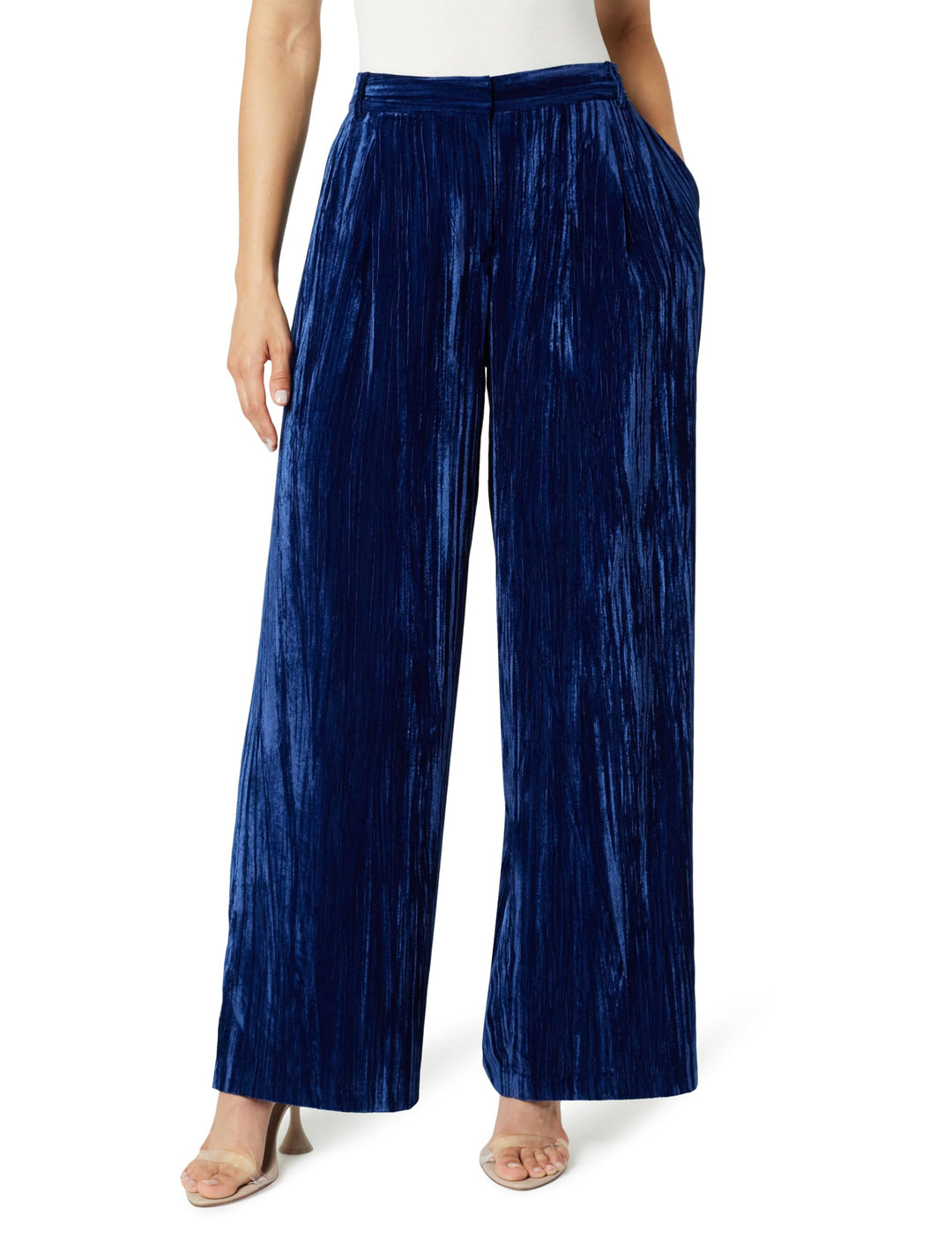 The Drop Hose für Damen, Lucia weites Bein, aus Samt, XL Saphirblauer Samt