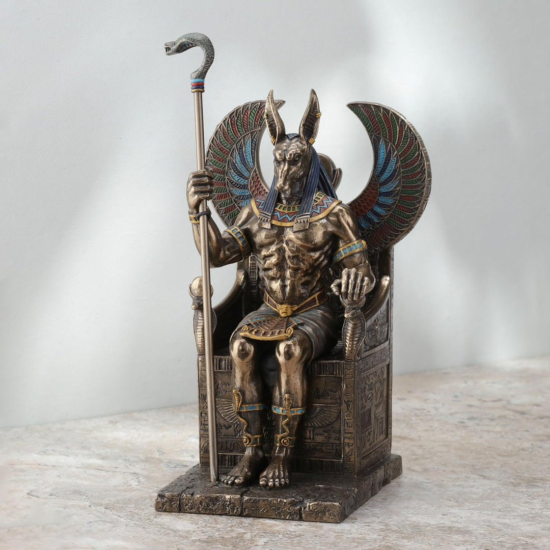 Bronze beendet Ägyptischer Gott Anubis auf Thron Statue, Bronze