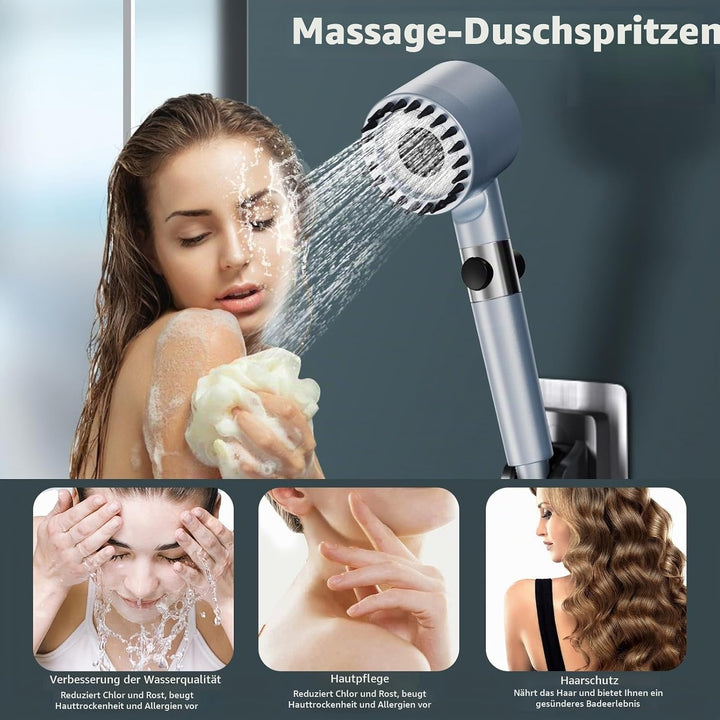 Duschkopf mit Schlauch,Duschbrause mit Filter,Handbrause mit Stoppfunktion,Hochdruck Handbrause mit