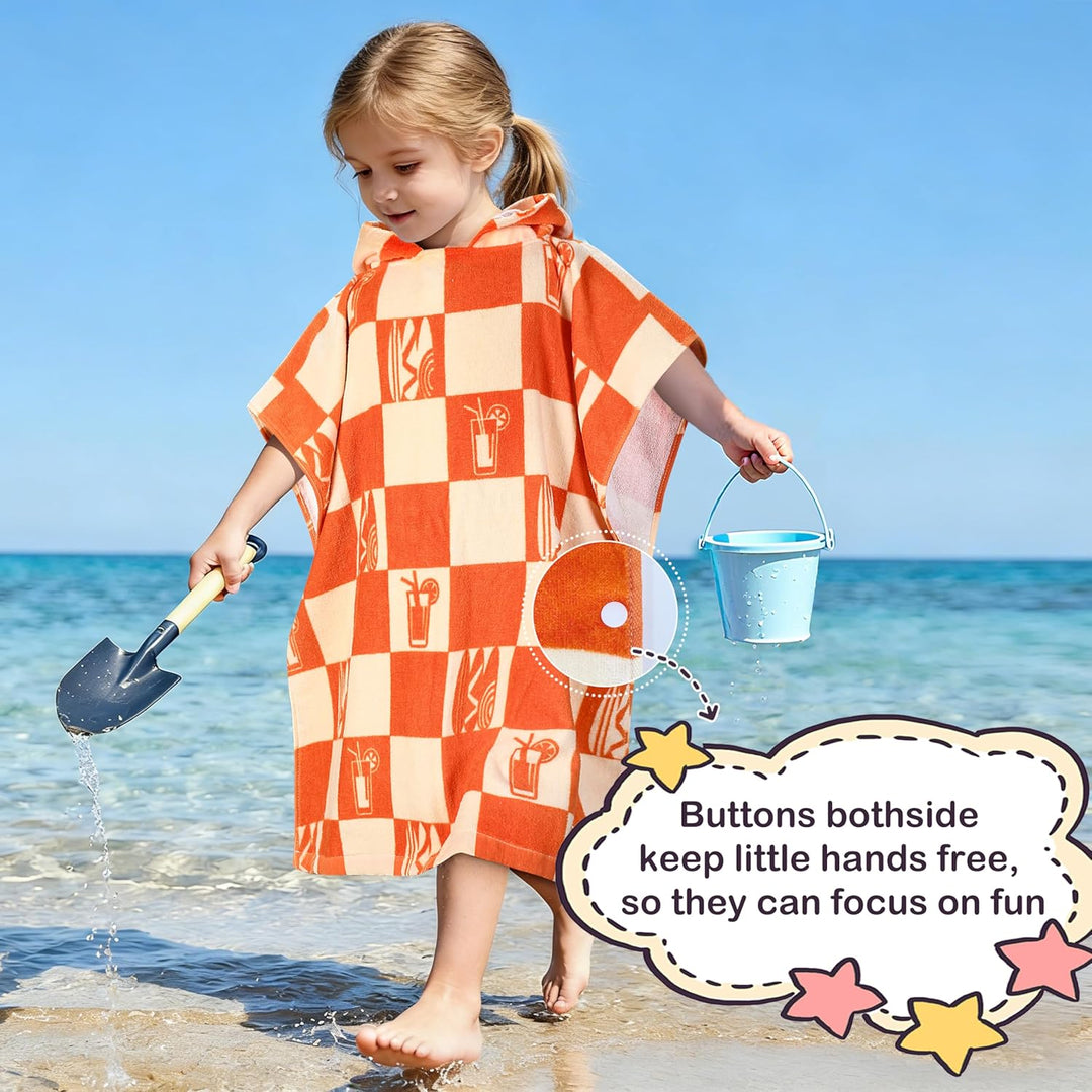 Kato Tirrinia 100% Baumwolle Badeponcho Strandtuch 90-120cm Kinder, Absorbierender Bademantel Badeha
