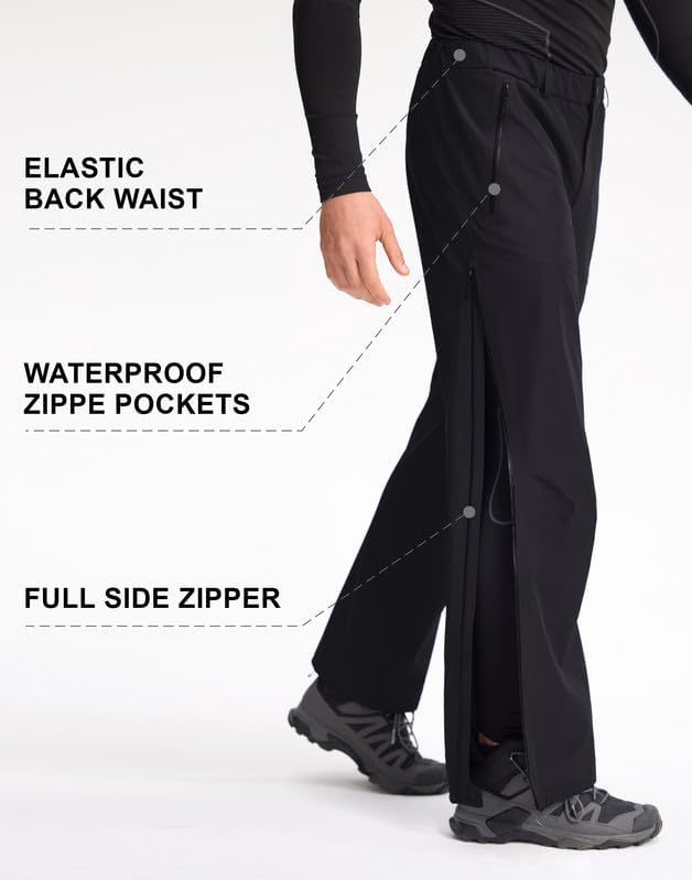 Pioneer Camp Regenhose Herren Wasserdicht 20000mm Fahrrad Überhose Winddichte Atmungsaktiv 3-lagige