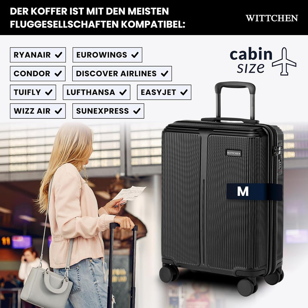 WITTCHEN Stripes Line | Kabinenkoffer 55 × 39 × 20 cm (M) | Hartschale ABS handgepäck Koffer 36 l, 4