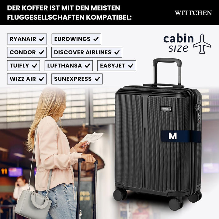 WITTCHEN Stripes Line | Kabinenkoffer 55 × 39 × 20 cm (M) | Hartschale ABS handgepäck Koffer 36 l, 4