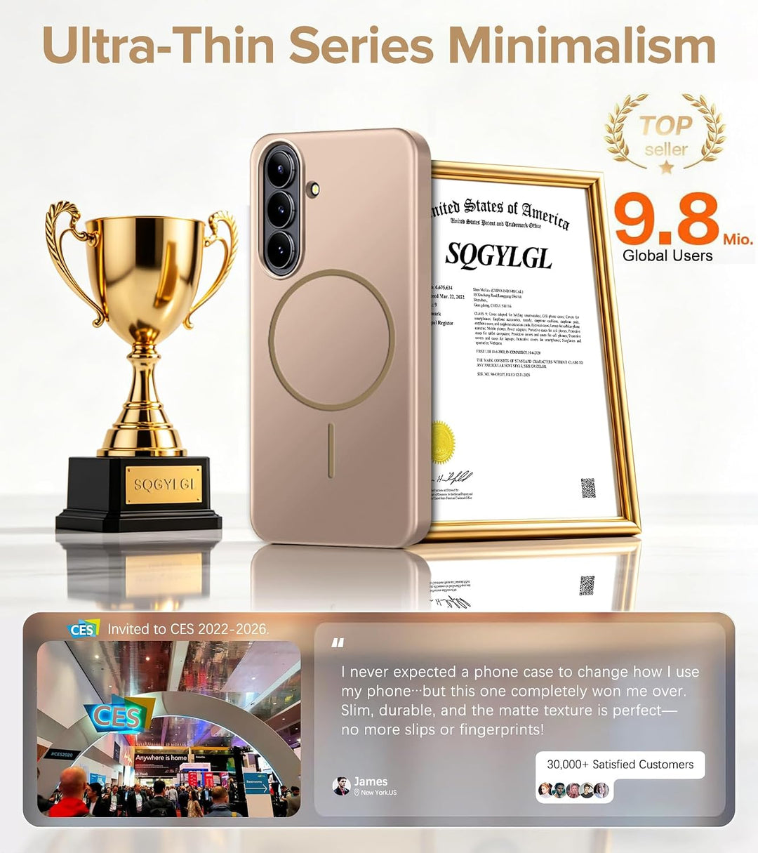 sqgylgl Ultradünne Hülle für Samsung Galaxy S26 5G, Extrem Dünn Matte S26 Handyhülle PC Schale Kompa
