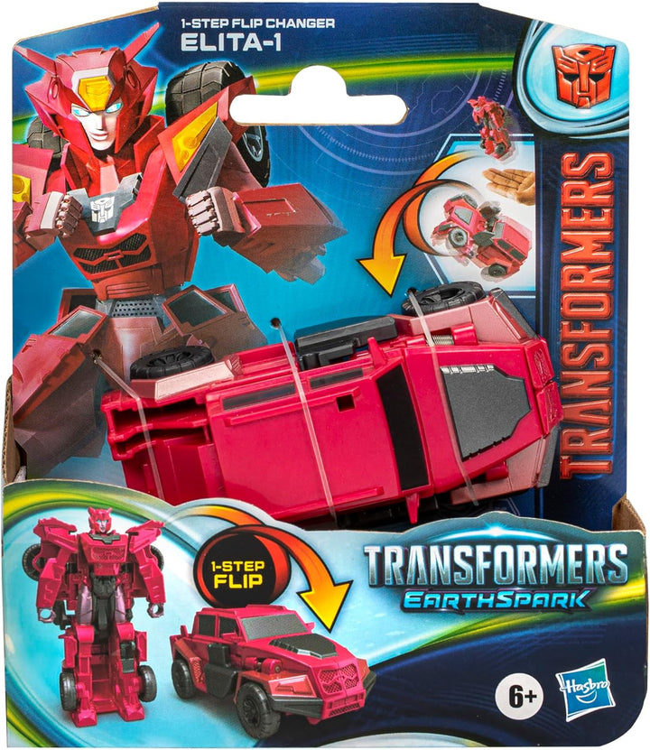 Transformers: EarthSpark 1-Step Flip Changer Elita-1 Action-Figur, ELITA-1