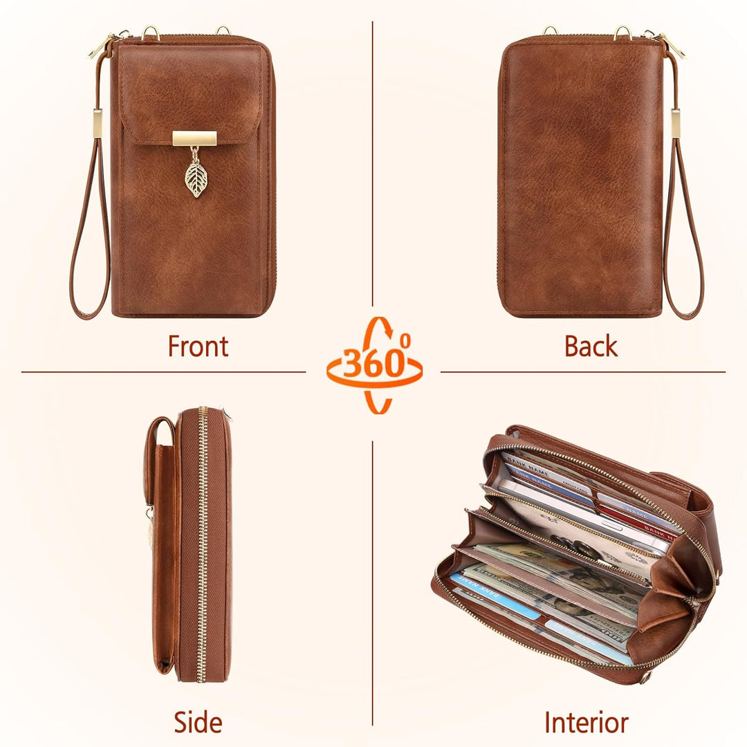 VOBUKE Handytasche mit Geldbörse zum Umhängen RFID Schutz Handy Tasche Damen Umhänge Leder Kleine Ha