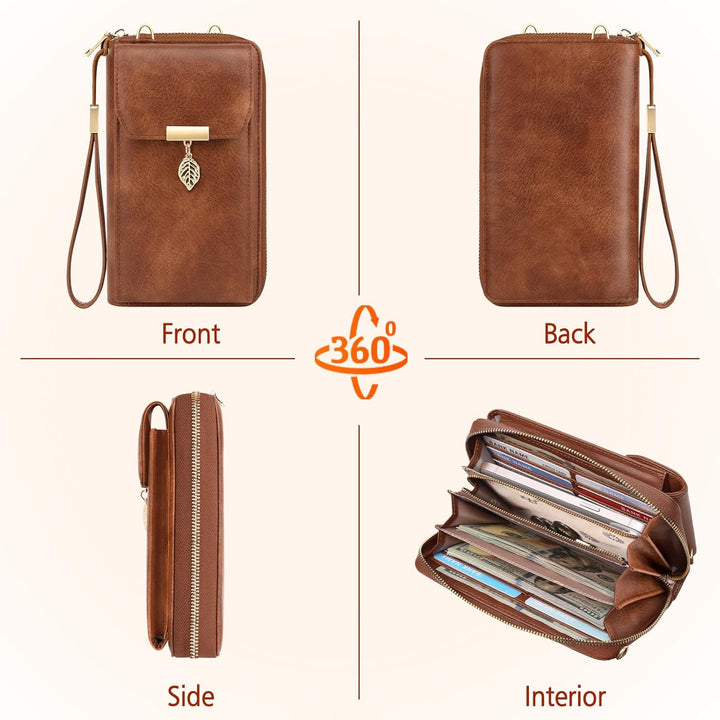 VOBUKE Handytasche mit Geldbörse zum Umhängen RFID Schutz Handy Tasche Damen Umhänge Leder Kleine Ha