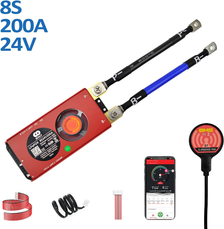 DALY Smart BMS mit Bluetooth für 3.2V LiFePO4 Akkus 4S 8S 16S - Batterie Management System 12V 24V 4