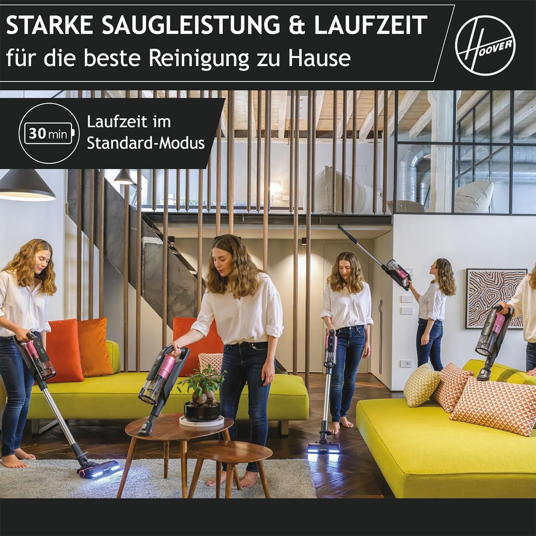 Hoover Akku-Staubsauger HF9 Home I Bis zu 240 m² BZW. 60 Min. Laufzeit mit 2 Akkus I Leistungsstarke