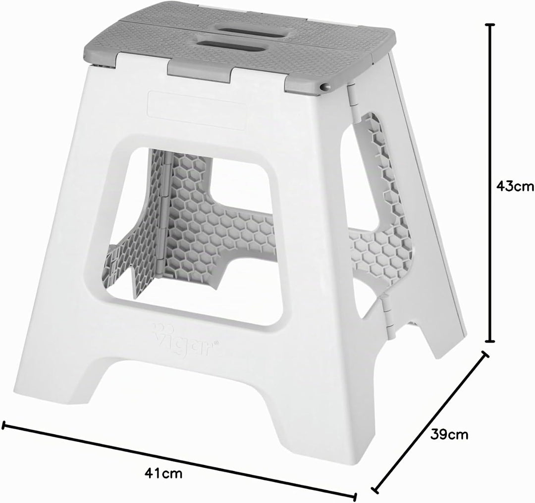 Vigar Compact Tritthocker klappbar 40 cm mit Griffen, Grau, 43x37x40 Grau 40 cm, 1-Step, Grau 40 cm,
