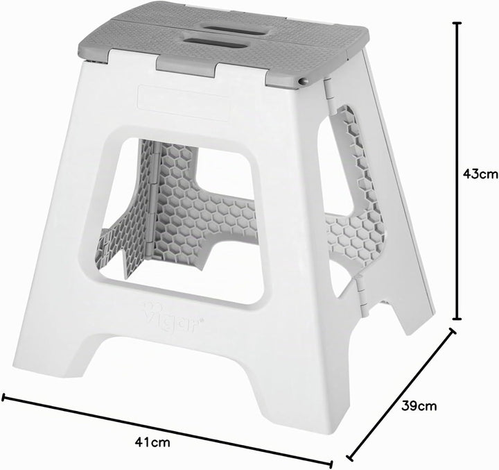 Vigar Compact Tritthocker klappbar 40 cm mit Griffen, Grau, 43x37x40 Grau 40 cm, 1-Step, Grau 40 cm,