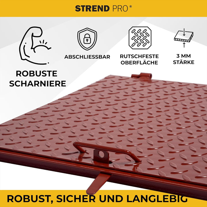 Schachtabdeckung 60x60 cm STREND PRO - 3mm Metall Schachtdeckel 600x600 | Begehbar, UV-beständig, Ab