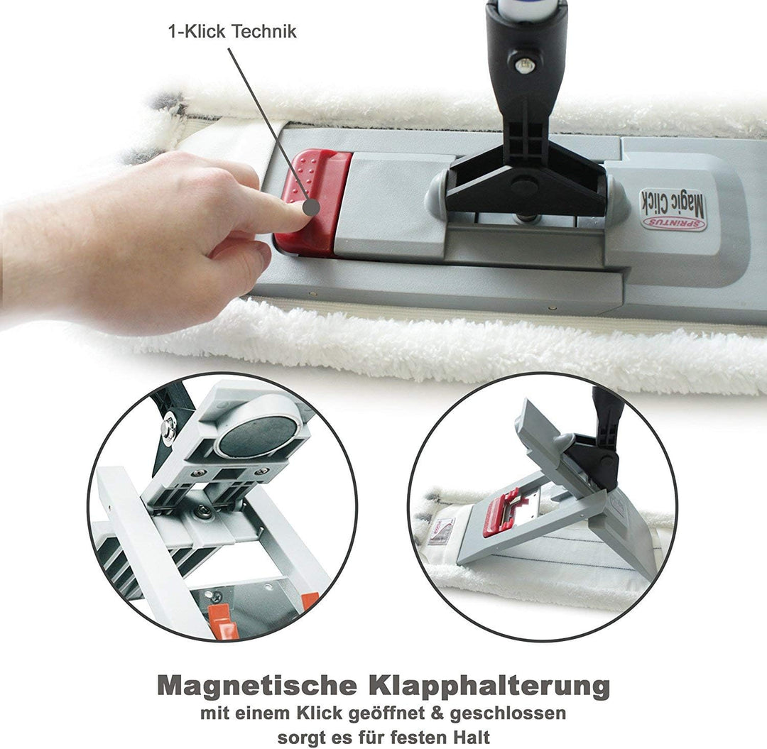 Profi Bodenwischer-Set Dual | Wischmop mit Teleskopstiel 170 cm + Microfaserbezug | frei stehender M