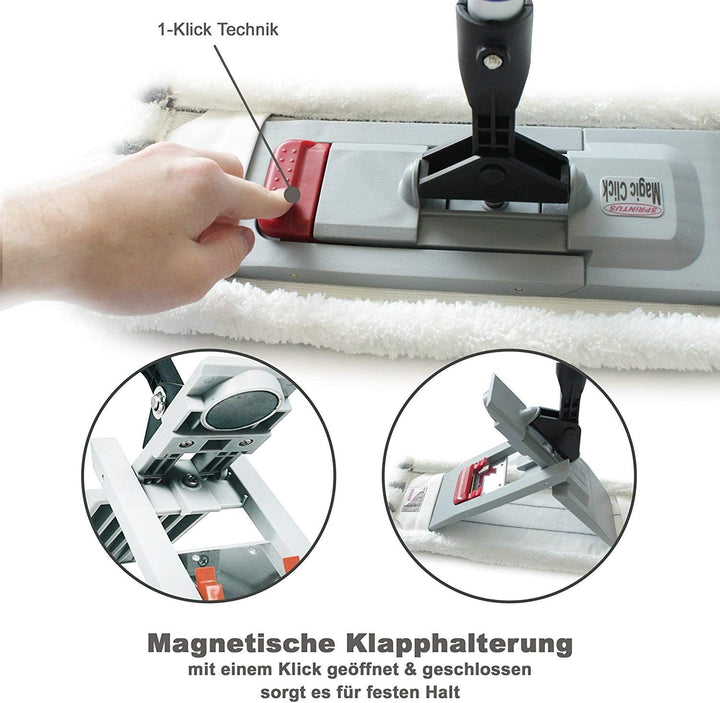 Profi Bodenwischer-Set Dual | Wischmop mit Teleskopstiel 170 cm + Microfaserbezug | frei stehender M