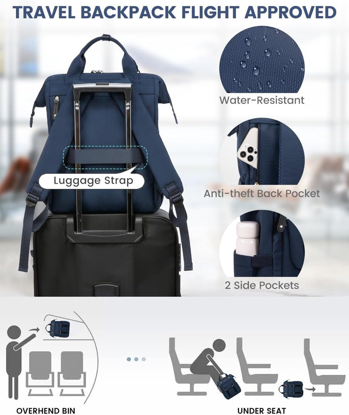 LOVEVOOK Rucksack Damen Gross, 17 Zoll Laptoptasche Schulrucksack Mädchen Teenager Reiserucksack Arb