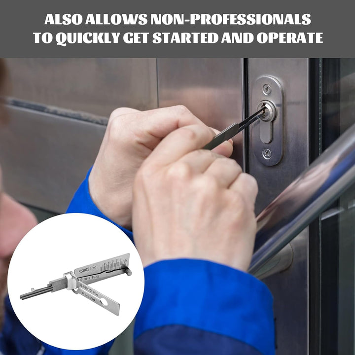 2 in 1 Stainless Steel Master Key Decoder, SS002 Pro Lock Picking Tool, Master K ey Decoder Lo-ck Pi