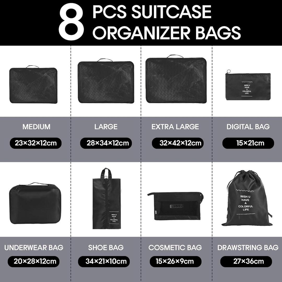 MosaiRudo 8-teilig Koffer Organizer Set, Packing Cubes, Packwürfel für Urlaub & Business,Reise Organ