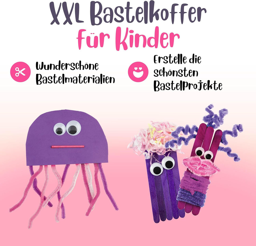 Grafix XL Lila Bastelset | Giant Craft Boxfür Kinder ab 4 Jahren | Über 500 DIY-Bastelmaterialien |