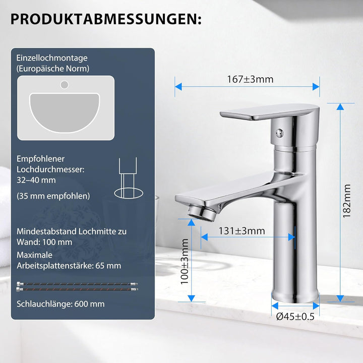HOMELODY Wasserhahn Bad Chrom Waschtischarmatur Bad Armatur Mischbatterie Waschbeckenarmatur Einhebe