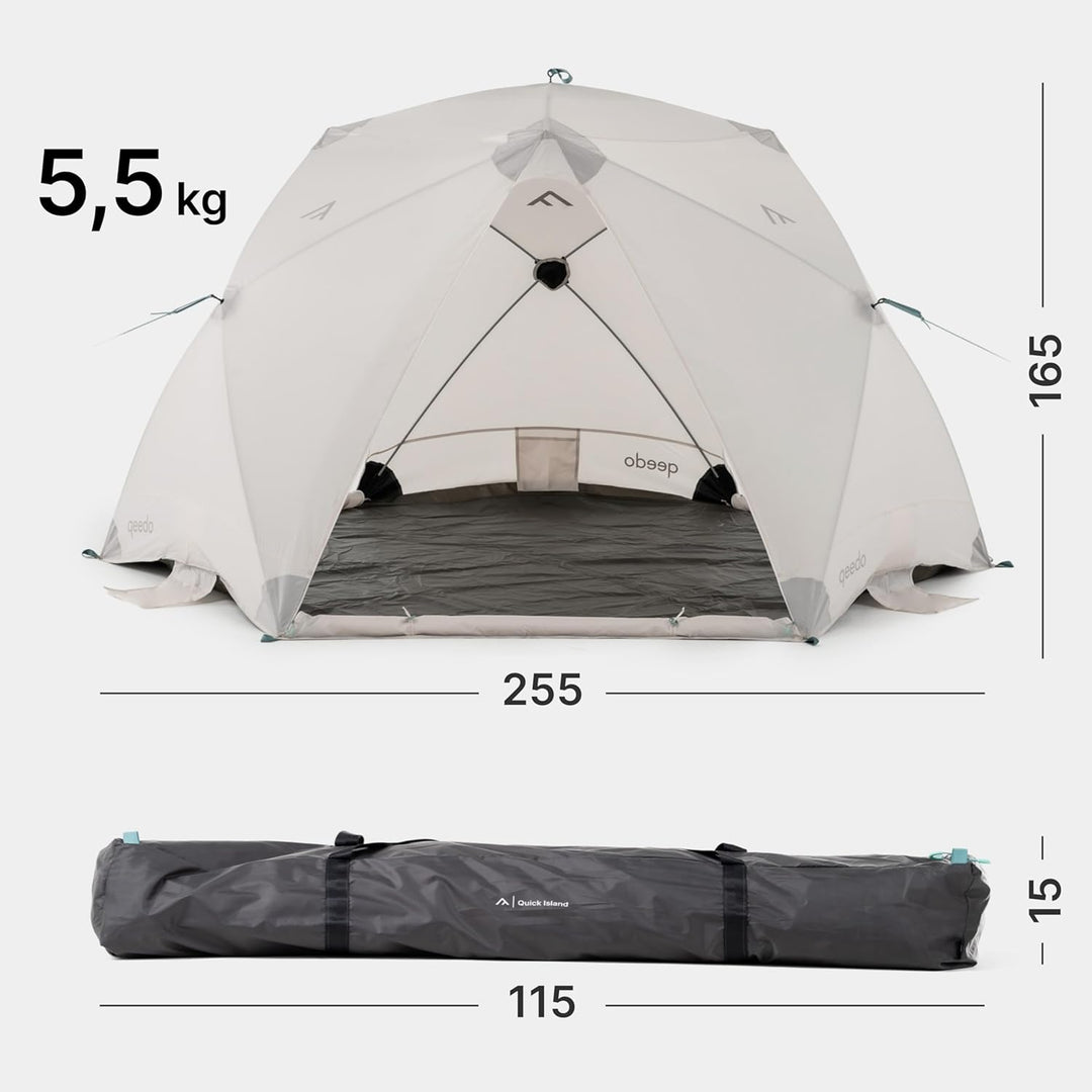 qeedo Quick Island Strandmuschel mit Pool - grosse Quick-Up Strandmuschel mit Kinderpool, Pool Floor