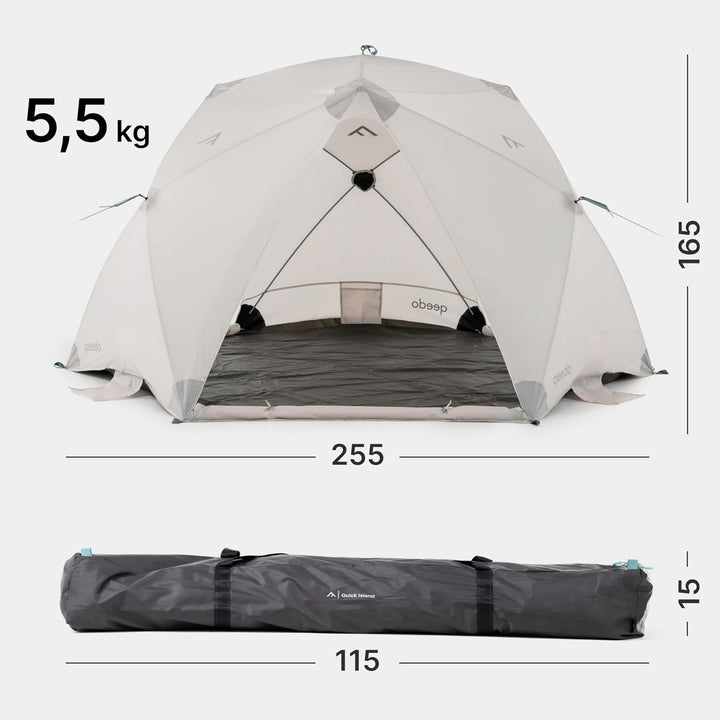 qeedo Quick Island Strandmuschel - grosse Quick-Up Strandmuschel mit 3 Eingängen, Sichtschutz &amp; Wind