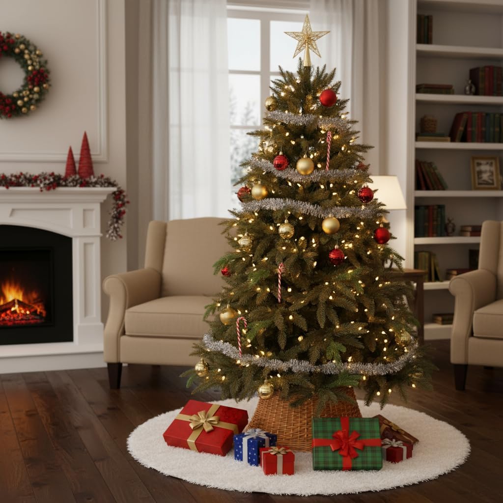 BOGATECO Weidenkorb für den Weihnachtsbaum 60cm Durchmesser | Weihnachtsbaum Rock aus Weide | Weihna