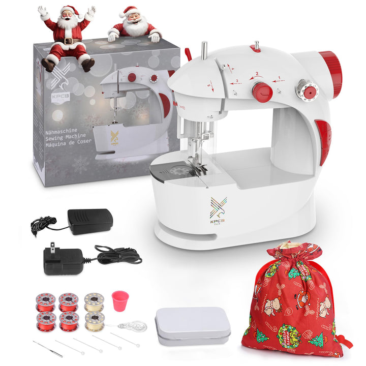 KPCB Nähmaschine Kinder mit DIY Taschenmaterial für Weihnachten Rot, Rot