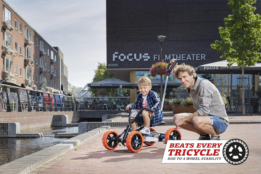 BERG Pedal-Gokart Buzzy 2-in-1 inkl. Schubstange | Gokart mit Freilauf | Tretfahrzeug für Kinder ab