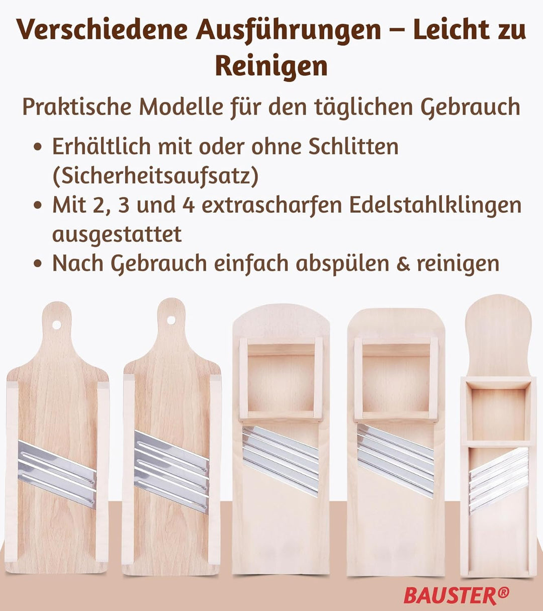 Krauthobel aus Buchenholz mit Edelstahlklingen – Traditioneller Gemüsehobel für Weisskohl, Rotkohl &