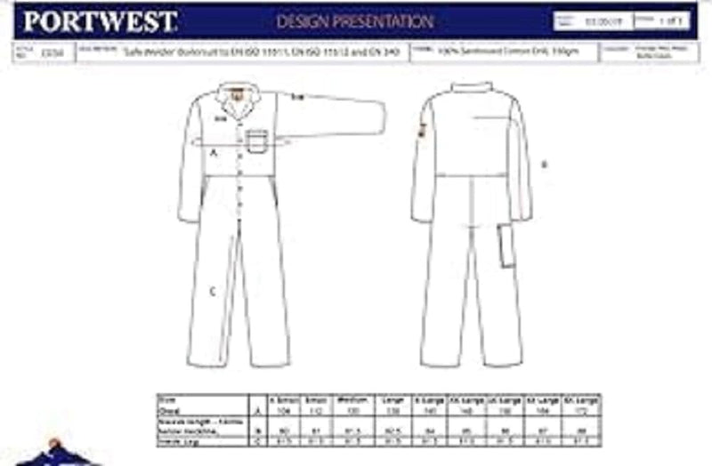 Portwest CE Safe-Welder™ Overall, Grösse: 5XL, Farbe: Marine, C030NAR5XL XXXXXL marineblau, XXXXXL m