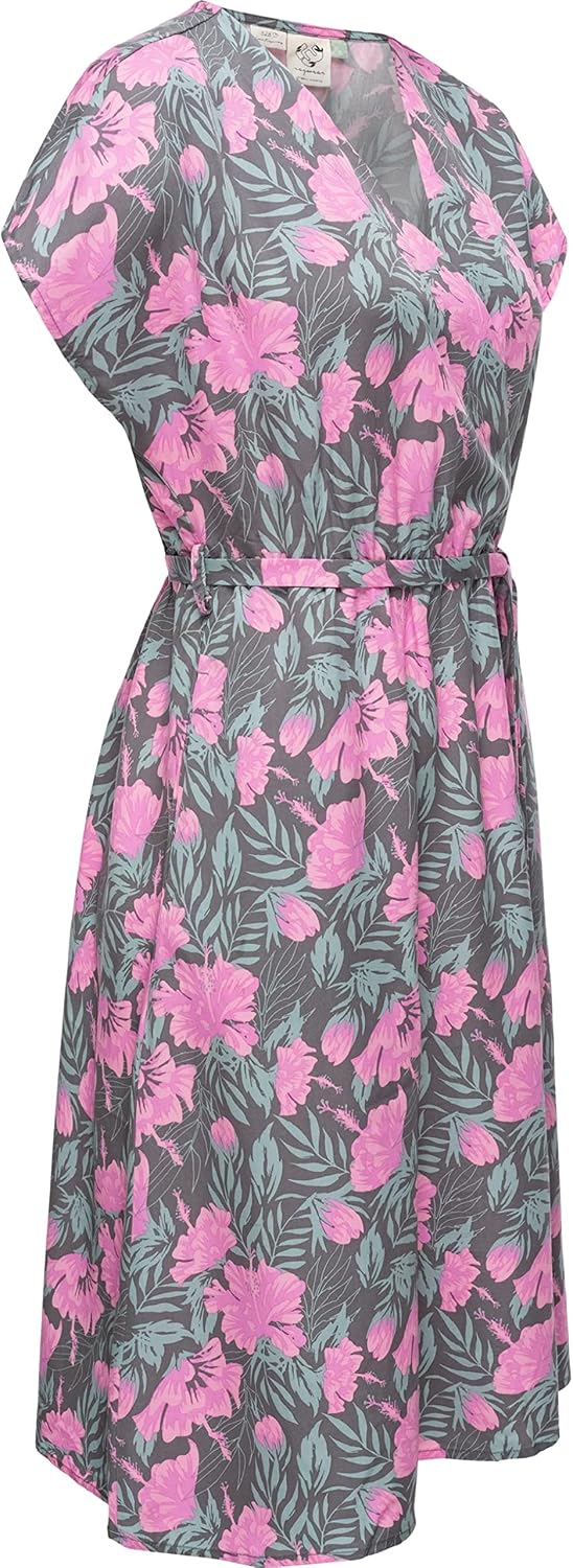 Ragwear Damen Kleid Midi Sommerkleid aus Lyocell Selyma Organic XS-XXL S Tall Grau, S Tall Grau