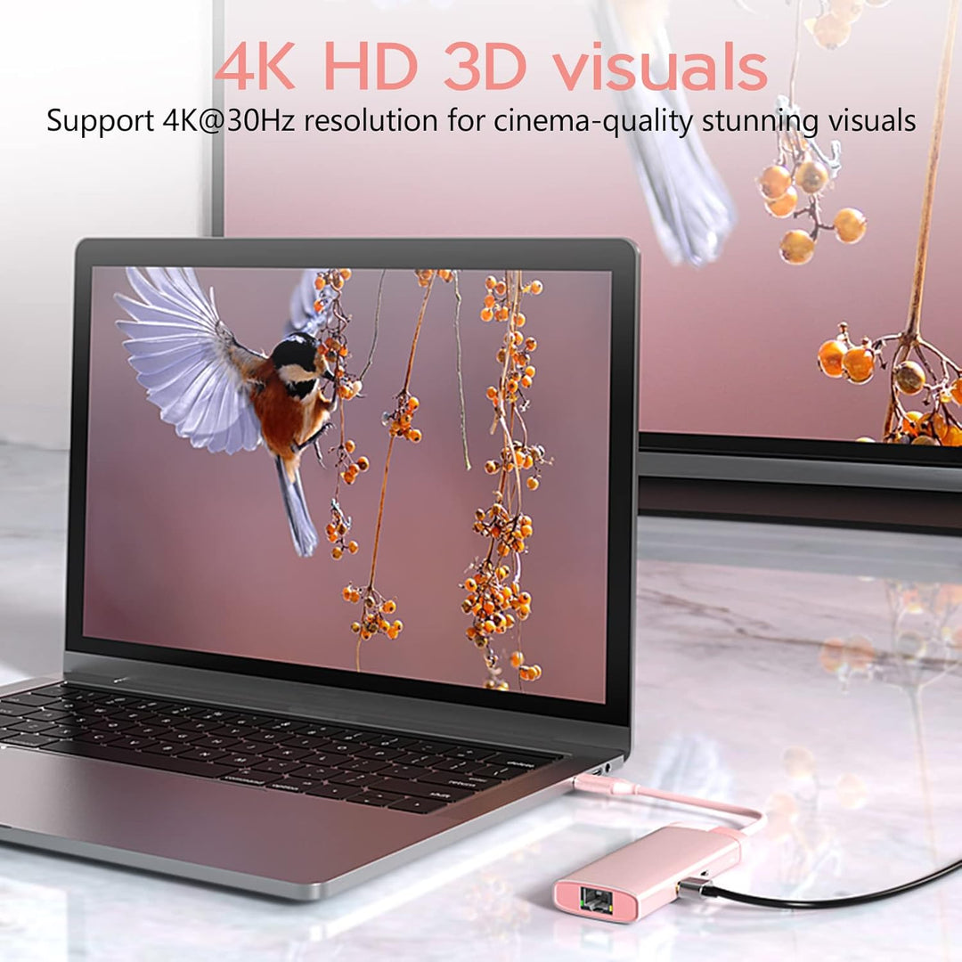 USB C Hub, USB C Adapter 6 in 1 mit Gigabit RJ45 Ethernet, 3×USB 3.0, 4K HDMI und 100W PD, Dockingst