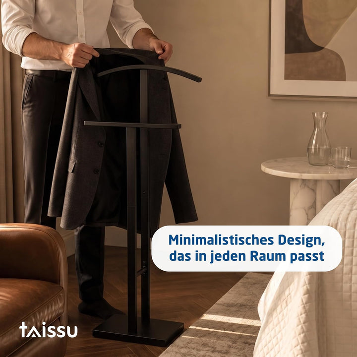 Herrendiener Mod. ADAK, Matt Schwarz | Obere Kleiderstange und Hosenstange, 52 x 18 x 100 cm, Stahl