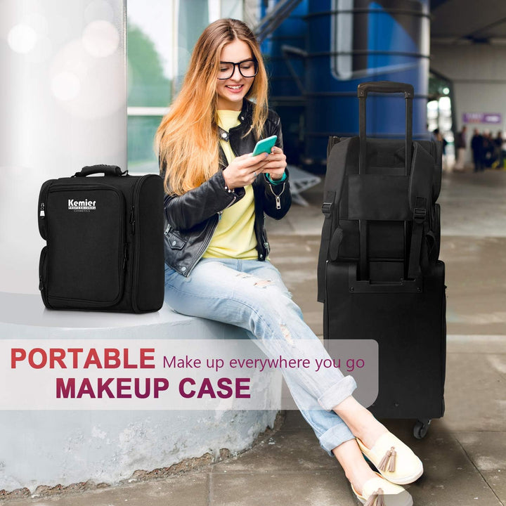 Kemier Professional Kosmetiktasche Makeup Tasche mit Durchsichtigen Aufbewahrungsbeuteln für Kosmeti