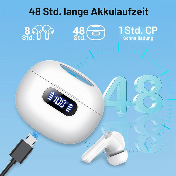 Kopfhörer Kabellos Bluetooth, In Ear Kopfhörer Bluetooth 5.3 mit 4 ENC Noise Cancelling Mic, 2026 Ne
