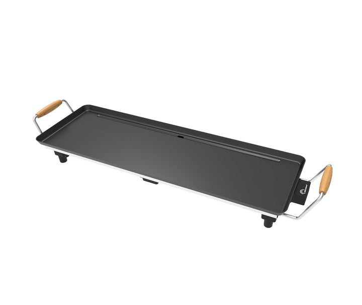 LITTLE BALANCE 8741 Wood 70 Grillplatte mit Holzgriffen, 1800 W, 70 cm 70 x 23 cm Schwarz, 70 x 23 c