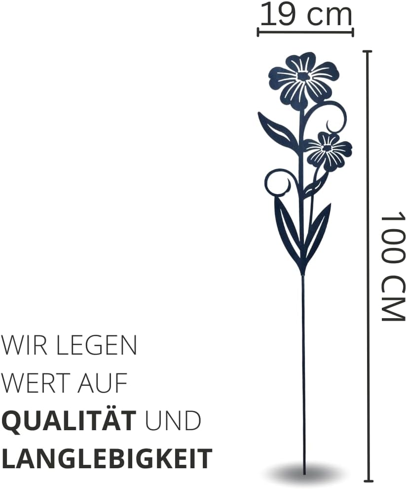 Terma Gartenstecker Blume Anemone grau – Edelrost Metall Gartendeko, Rostfigur für Garten & Beet, We
