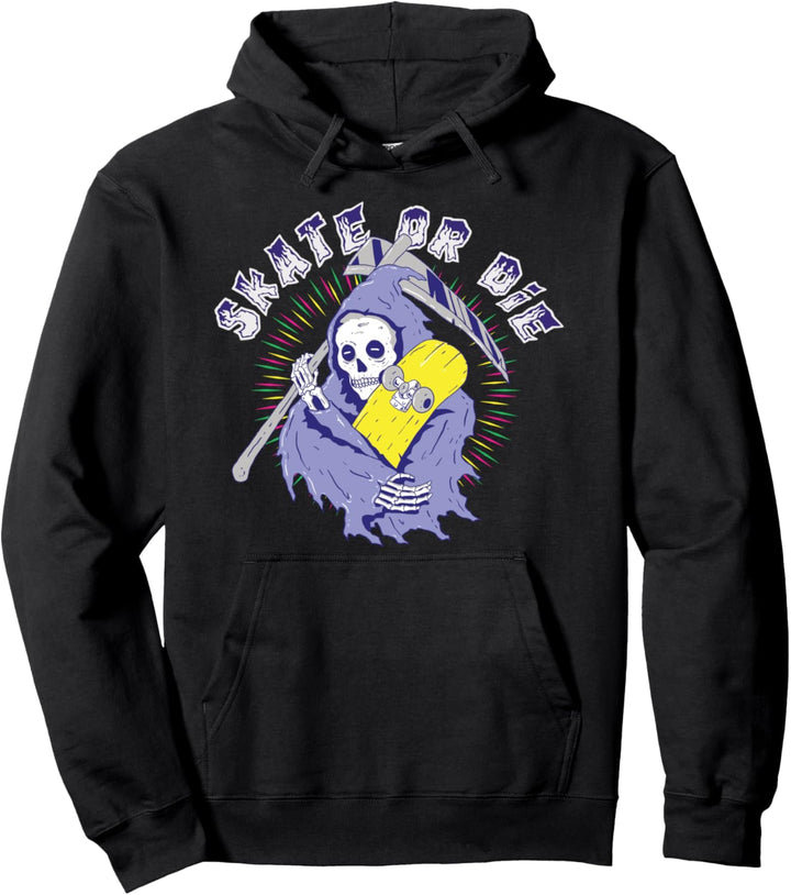 Skateboard Totenkopf Sensenmann Skateboarding Retro Skater Pullover Hoodie