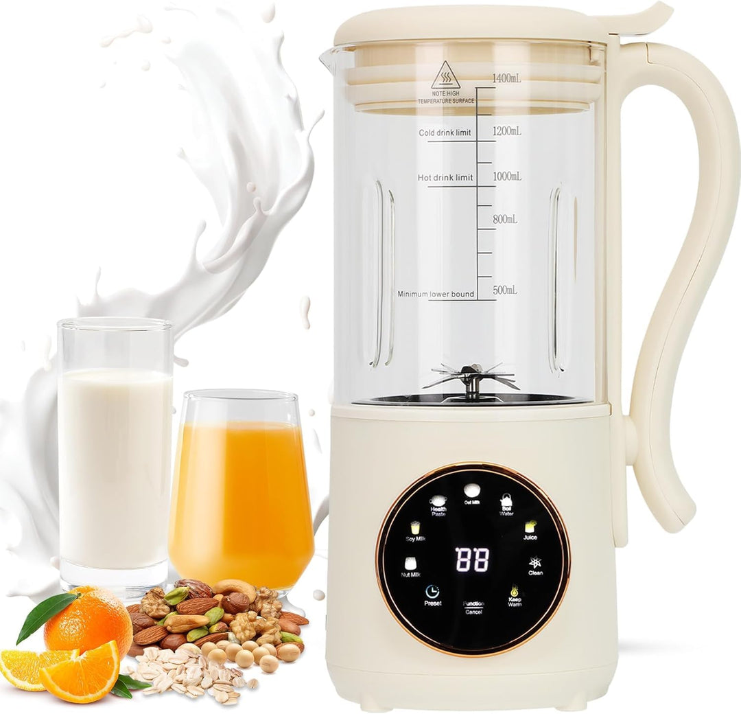 9-in-1 Automatischer Sojamilchbereiter, 1400 ml, Nussmilchbereiter, selbstreinigend, 16 Klingen mach
